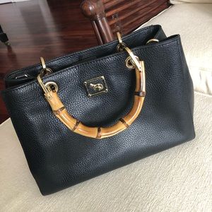Emma Fox Black and Bamboo Handbag